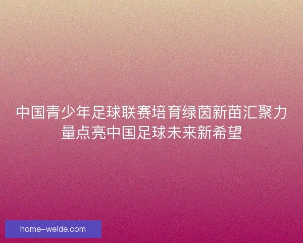 中国青少年足球联赛培育绿茵新苗汇聚力量点亮中国足球未来新希望
