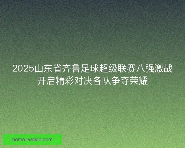 2025山东省齐鲁足球超级联赛八强激战开启精彩对决各队争夺荣耀 2025山东省齐鲁足球超级联赛八强激战开启精彩对决各队争夺荣耀