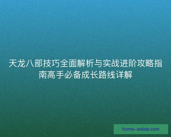 天龙八部技巧全面解析与实战进阶攻略指南高手必备成长路线详解